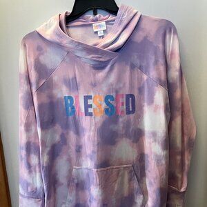 NWT LulaRoe Amber Long Sleeve Hoodie Size XL Tie Dye Design Pastels